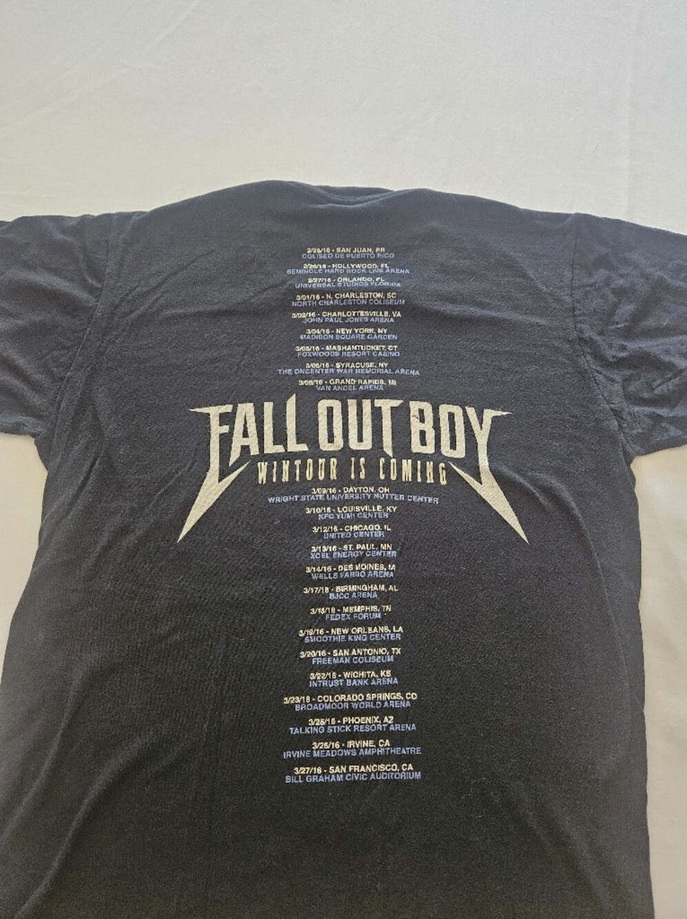 Fall Out Boy Wintour 2016 Concert Tour Black Graphic T-Shirt Unisex Size Small
